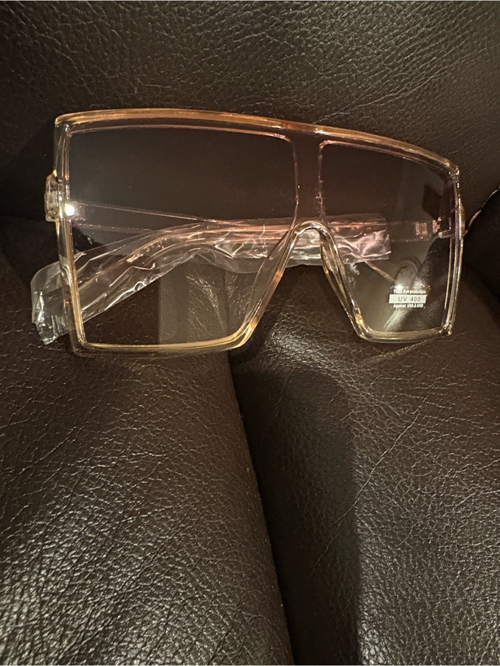 Fashion Nova Transparent Pink Shield Sunglasses